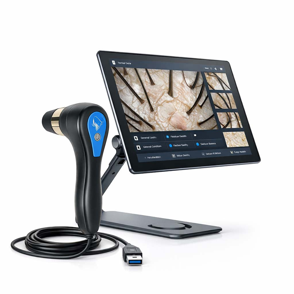 Dermatoscope capillaire IA professionnel 3 spectres | Dermalys HairScan IA